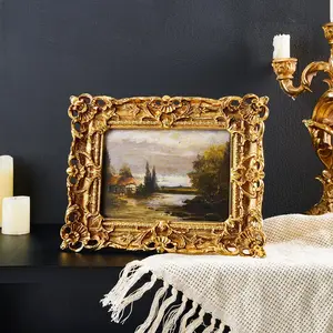 European Vintage Frame, Elegant Resin Picture Frame, Art Gallery Frame, Wall & Table Use, Ideal for Weddings, Moving In, Bedroom, Living Room Decor