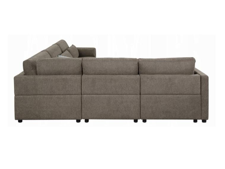 Acme LV03150-5PC 5-Piece Rylie Grey Linen-Like Fabric Modular Sectional Sofa with Squared Arms 111"x111" x 39"x34" H