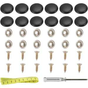 Set of 12 Black Leather Snap Upholstery Buttons Fit for Tufting Furniture Bed Sofa Chair,  Seat RV Roof Headliner Interior Cloth Fixing with Installation Tool