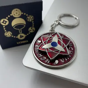 Decompression Rotatable Sasuke Madara Kamui Kaleidoscope Sharingan Necklace Keychain Gift Box Metal Pendant Offset Printing UCHIHA