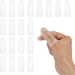 Gel Finger Cots, 20 Pcs Silicone Finger Protectors Rubber Fingers Tips Protector Covers Fingers Gloves Guard Breathable Fingertip Protector for Cracking Calluses Blisters Protect