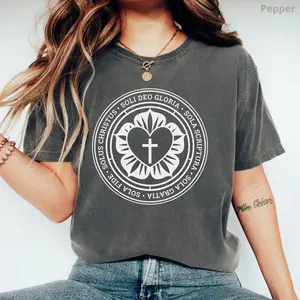 Five Solas Luther Rose Shirt, Unisex Comfort Colors T-Shirt for Lutheran, 5 Solas of the Reformation, Lutheran Confirmation Gift