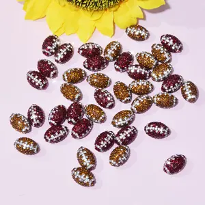 20pcs Acrylic Diamond Rugby Football Ball Beads, Straight Hole For DIY Phone Chains, Keychains, Bag Chains, Necklaces, Bracelets, Earrings Jewelry Making Accessories, Wedding Favours For Women, Best Friends