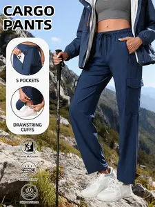 Women's Hiking Pants Quick-Dry Lightweight Waterproof Cargo Pants, Elastic Waistband Suitable for All Seasons Outdoor Activities
