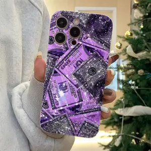 Glitter Money Pattern Phone Case, Anti-drop Cellphone Protective Case, Total Protective Shockproof Mobile Phone Cover for iPhone, Casing