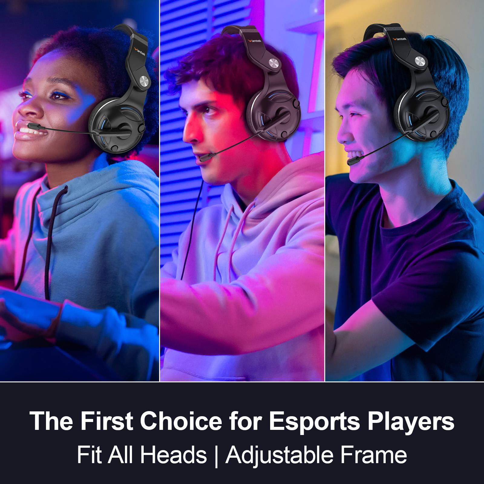 【Premium Gaming Headset】48 Hrs Working Time headphones Audio  Electronic headphones gaming earbuds, Wireless Headset with Microphone for PC, Bluetooth Headset with Noise Canceling Microphone & HI-FI Stereo Sound, USB Wireless Headset for Laptop