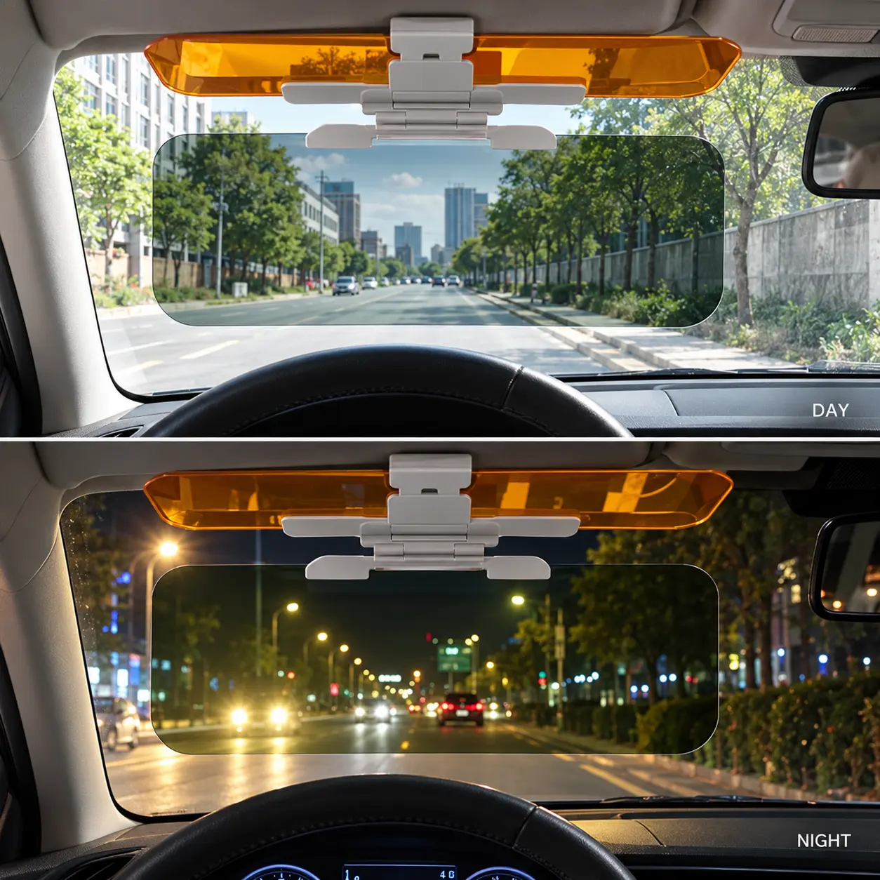 Adjustable Car Anti-Glare Sun Visor, Dual Color Day Night Driving Shield, Universal Vehicle Windshield Glare Reducing Accessory