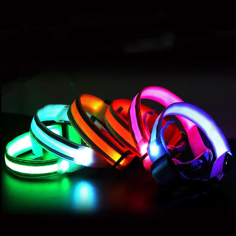 High Visibility Led Pet Collar cat rechargeable collar Adjustable Reflective active pet dog collars seat