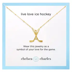 CC Sport Gold Ice Hockey Charm Necklace