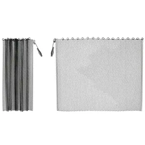 LegendFlame® Fireplace Mesh Screen Curtain 19” High, Two 24" Wide Panels, Black Matte, SP62-19