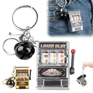 Mini Slot Machine Toy Keychains  - Lucky Jackpot Charm Pendants with Bell Charm Novelty Gaming Gifts for Men and Women Party Decorations