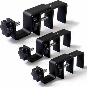 No-Drill Curtain Rod Brackets for Outside Mounted Blinds, Rod Holders Fit 1.3-2" Rectangular Headrails, Tool-Free No Wall Damage, Apartment & Renter Friendly, Set of 3 Black