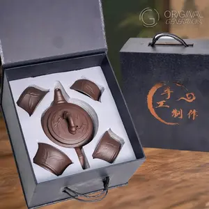 [NEW 2026] Original Generation Peaceful Bamboo Purple Clay Tea Set Classical Tea Set 5pcs