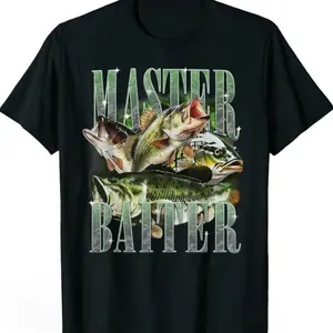 Master Baiter Bass Fishing Fisher Papa Dad Happy Fathers Day T-Shirt-- Unisex T-shirt 100% cotton funny tshirt comfortable casual wear Give gifts to father