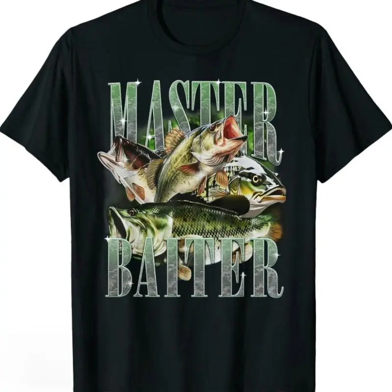 Men's Funny Fishing Printed T-Shirt, Casual 100% Cotton Streetwear with Short Sleeves, All Seasons Gift for Dad, Tshirt