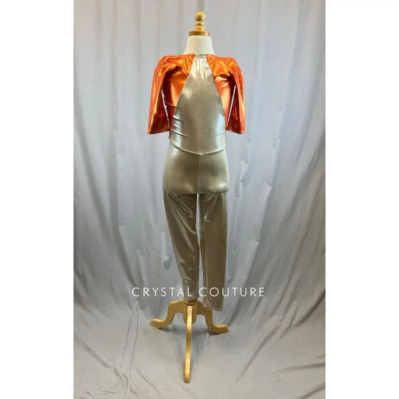 *Brand New* Orange and Ivory Metallic Unitard