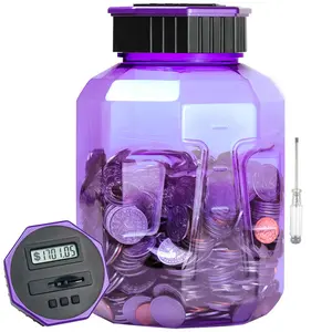 X-large Piggy For Adults   Digital Counting With Lcd Counter 2.4l Capacity Great Money Jar Total Amount Displayed (purple)