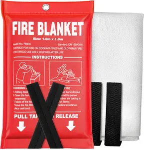 Fire Blanket 4 Pack FB430 - 40"x40" Emergency Fire Retardant for Home Kitchen RV Grill Fireplace Safe Easy for All Ages