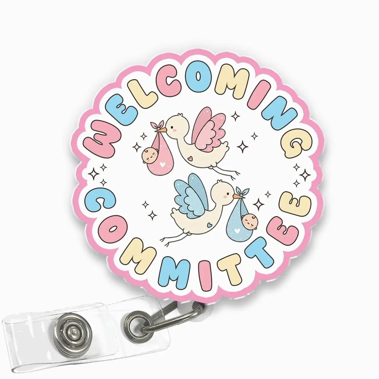Welcome Committee Badge Reel Cute Labor Delivery NICU Acrylic Retractable ID Holder L&D OBGYN Nurse Gift FFF3 808