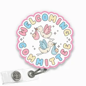 Welcome Committee Badge Reel Cute Labor Delivery NICU Acrylic Retractable ID Holder L&D OBGYN Nurse Gift FFF3 808
