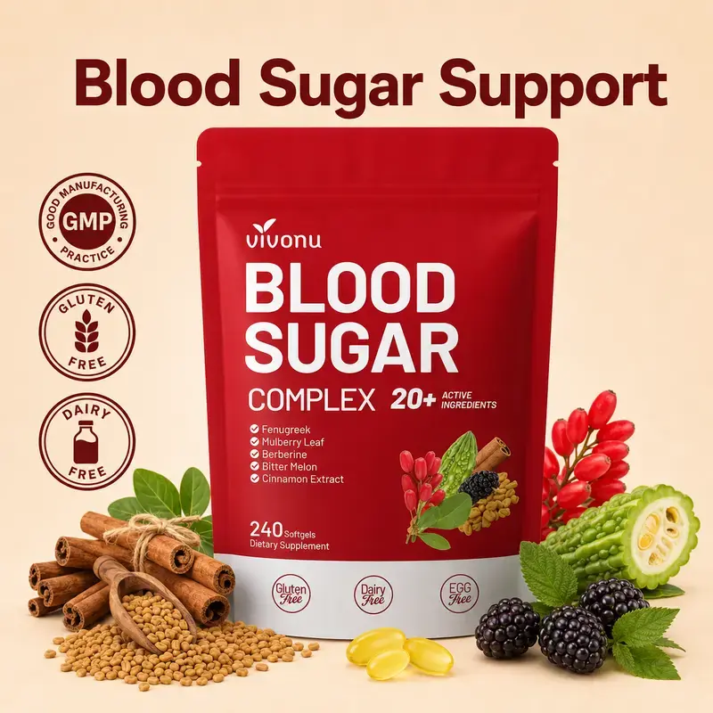 【FINAL DEAL】VIVONU BLOOD SUGAR COMPLEX –Blood Sugar Balance | Antioxidant Support | Metabolic Support | Enhanced Absorption | Bitter Melon + Turmeric + Cinnamon + Mulberry Leaf + Berberine + Fenugreek | 240 Capsules per Bag
