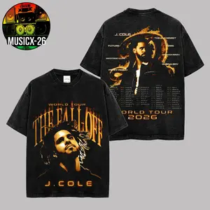 [X-26] J. Cole, The Fall-Off Tour 2026 Graphic For Dreamville High-quality Acid Washed Cotton T-Shirt, Disc 29, Disc 39 Hip-Hop Shirt, The Fall-Off Album Jermaine Lamar Cole Fan Graphic Tee, Cole World Music Fan Merch Shirt