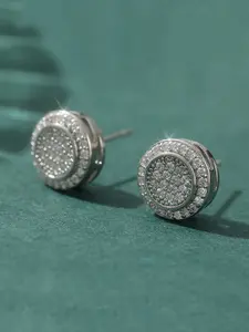 Trend Rock Hip Hop Iced Out Stud Earrings for Women Men Male Ice Studded Synthetic Zircon Silvery Color Piercing Ear Accessories Jewelry Ear Studs