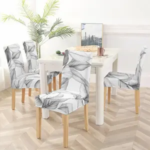 Printed chair cover, simple light colored leaf pattern printed chair cover, easy to install and detachable chair cover, suitable for kitchen, living room, dining room and office chairs, home decoration chair cover, Dining Chair Slipcover.