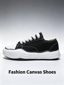 Unisex Flat Canvas Shoes, Comfortable Lightweight Design, Casual Patchwork Pattern, All-Season Wear, Textile Upper, Rubber Sole