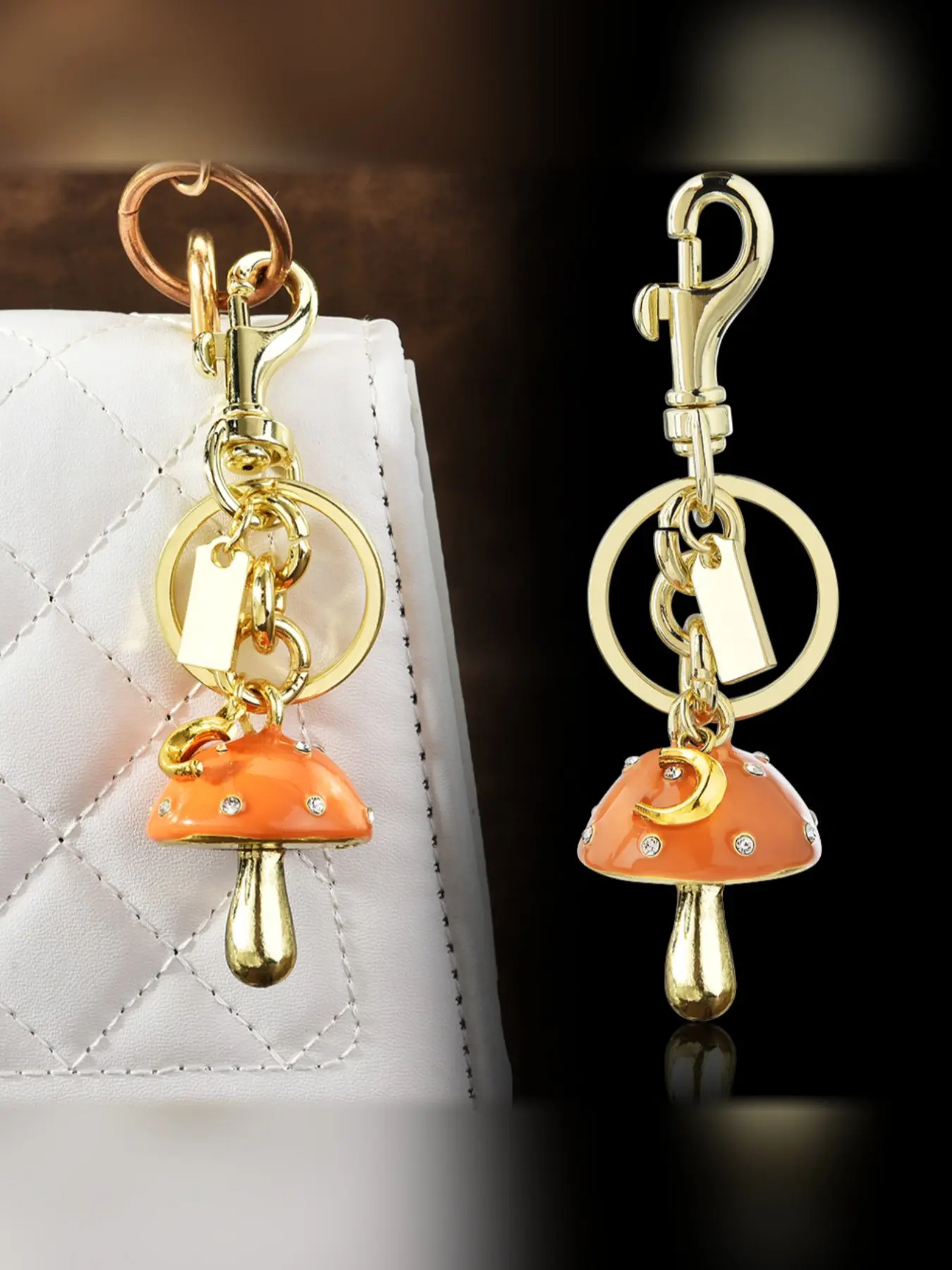 Luxurious Elegant Trendy Cute Keychain Oil-Drop Mushroom Bag Charm, Fruit Pendant, Perfect for Bag Decoration or Car Key Chain, Keychain For Bags