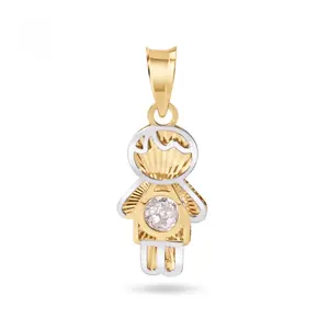 14KT Yellow Gold Boy Clear Stone Pendant