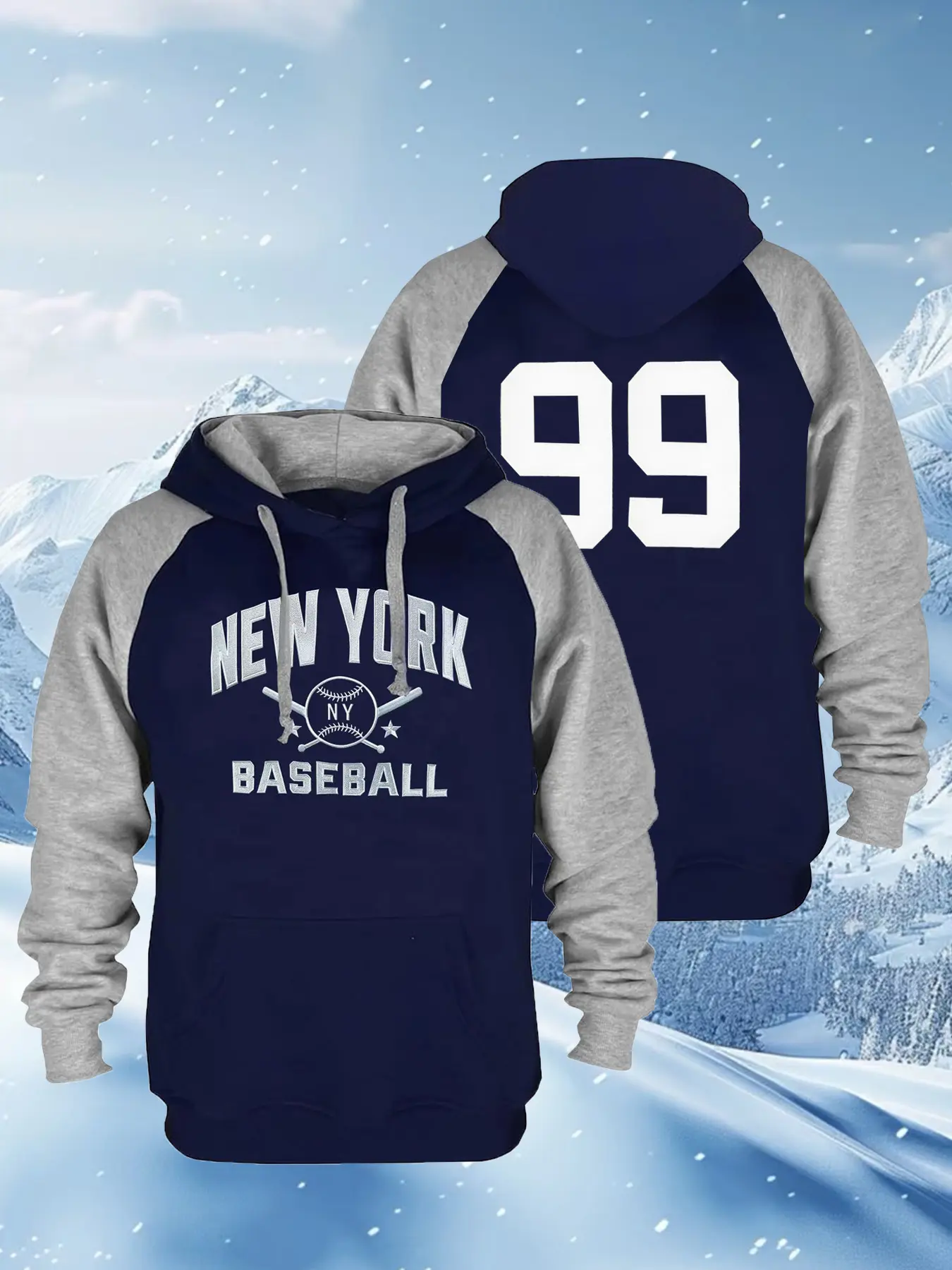 Mens City Classic Baseball Embroidery Animal Soft Thick Long Sleeve Casual Fashion Sweatshirt Hoodie