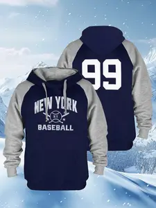 Mens City Classic Baseball Embroidery Soft Thick Long Sleeve Sweatshirt Hoodie