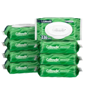 GentlePlus Flushable Wet Wipes with Aloe & Vitamin E, 8 Flip-Top Packs, 42 Wipes Per Pack (336 Total Wipes), Packaging May Vary