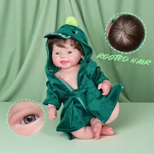 16Inch Silicone Boy Bebe Reborn Dolls Painted Full Body Soft Silicone Reborn Dolls With Hand Rooted Hair Silicone Dolls For Family's Gifts Boneca Reborn Corpo De Silicone