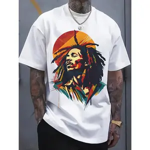 Men's Reggae Style Pattern T-Shirt-Bright Dreadlocks Character Print, Breathable Knitted Polyester Fabric, Summer Casual Short Sleeve Tops And Weekend Outing Essential | Casual Style Shirt | Machine Washable