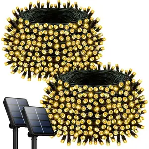 Selarlyt 2 Pack Solar String Lights Outdoor Waterproof, 72FT 200 LED Solar String Lights with 8 Lighting Modes, IP65 Waterproof Solar Lights Outdoor for Xmas Garden Party Tree Decor, Warm White