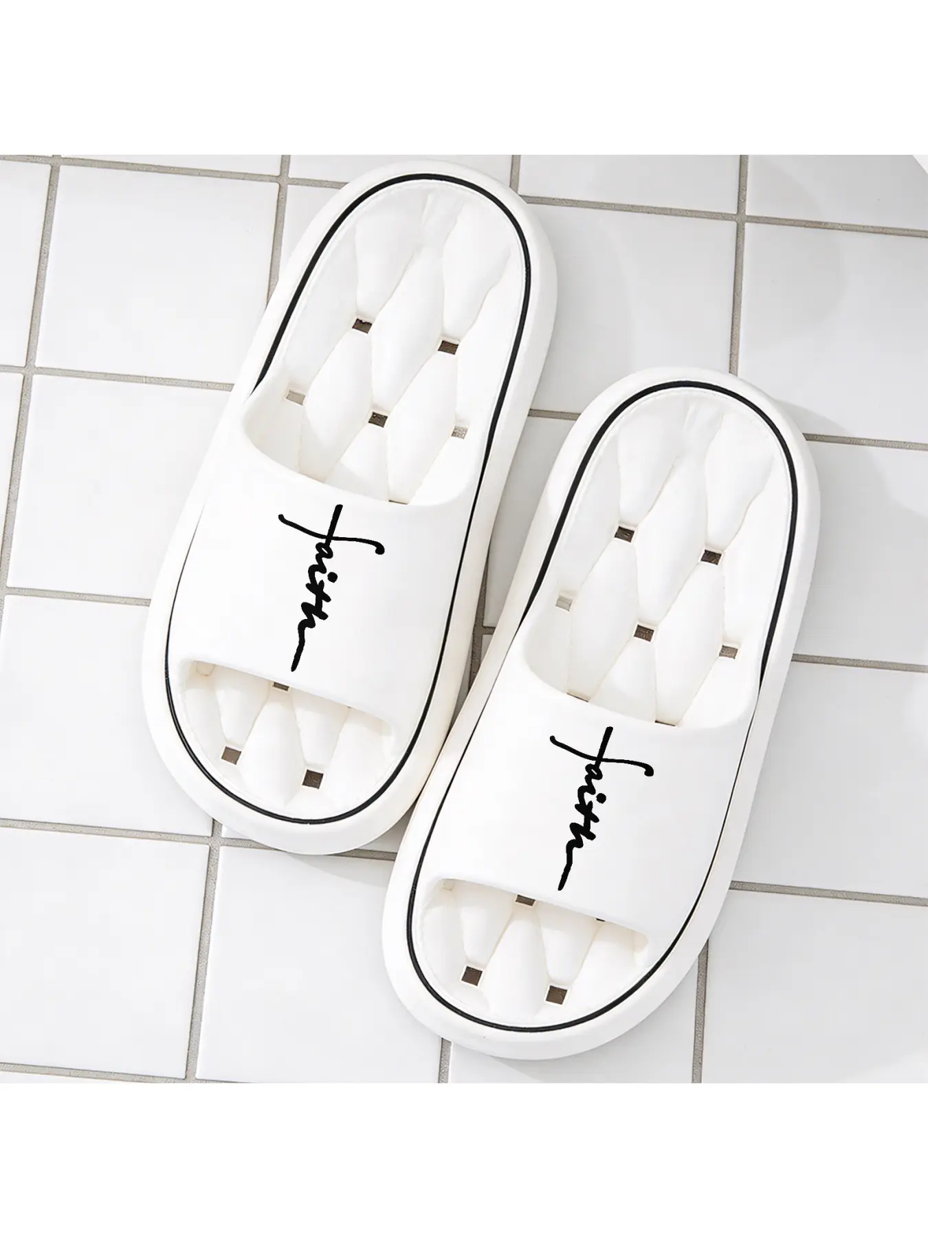 Chinese Style Calligraphy Character Xing Hollow Out Sole Slippers For Men Breathable Soft Sole Slides For Summer Outdoor Wear Non Slip Wear Resistant Slippers For Bathroom And Home Trendy National Tid