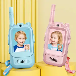 Kids Video Walkie Talkies Set 2-Piece Rechargeable Long-Range Two-Way Radio Toys for Boys Girls Ages 3-12 Outdoor Adventures Camping Hiking Birthday Gifts Pink Blue Dual-Color Design with HD Camera Mic and Type-C Fast Charging - Audio, Durable