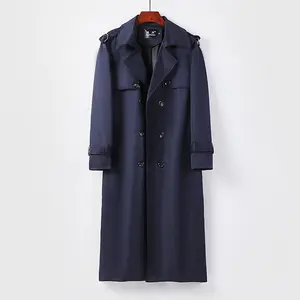 Spring and Autumn Trench Coat for Men, Long Over-the-Knee Loose Fit, British Style Slim Fit Long Over-the-Knee Coat, Stylish Men's Jacket