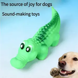 See how your dog reacts to this squeaky crocodile!