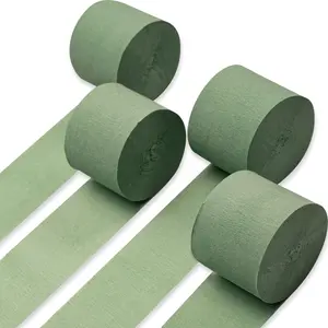 PartyWoo Elegant Festive Crepe Paper Streamers, 4 Rolls (1.8 in x 82 ft/Roll, 328 ft Total) – Sage Green Home & Party Decor for Wedding, Birthday