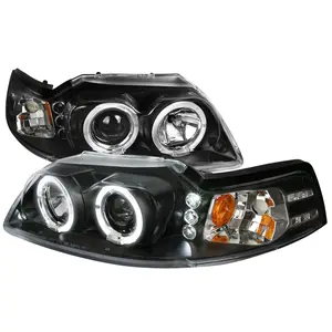 1999-2004 Mustang Dual Halo Projector Headlight Assemblies (Matte Black Housing/Clear Lens)