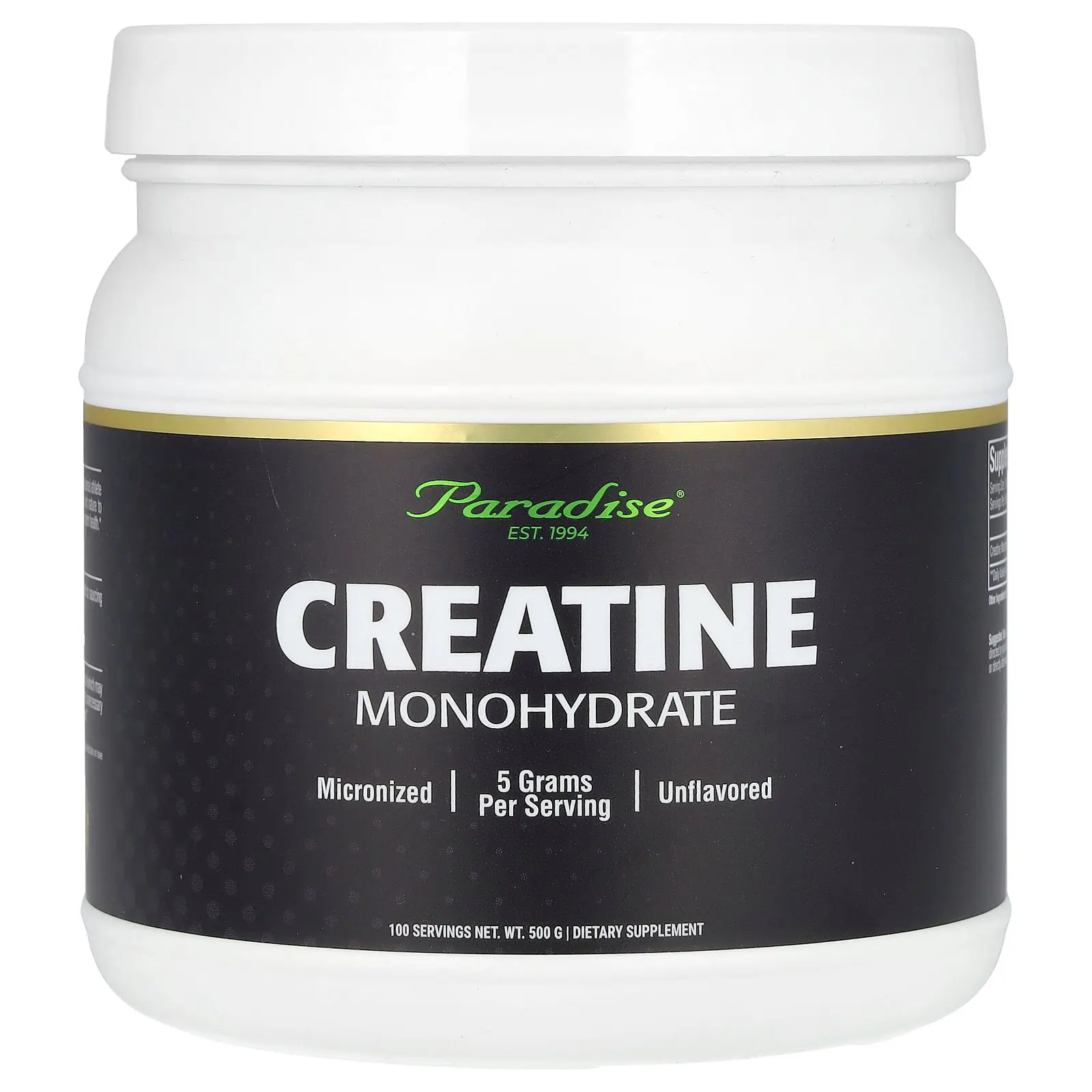 Paradise Herbs Creatine Monohydrate, Unflavored, 500 g