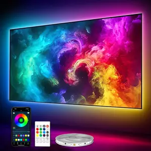 LED Lights for TV 55-75 Inch, 16.4FT ICRGB TV LED Backlight Kit Work with APP & Remote Control, Music Sync TV LED Lights, TV Lights Behind, USB