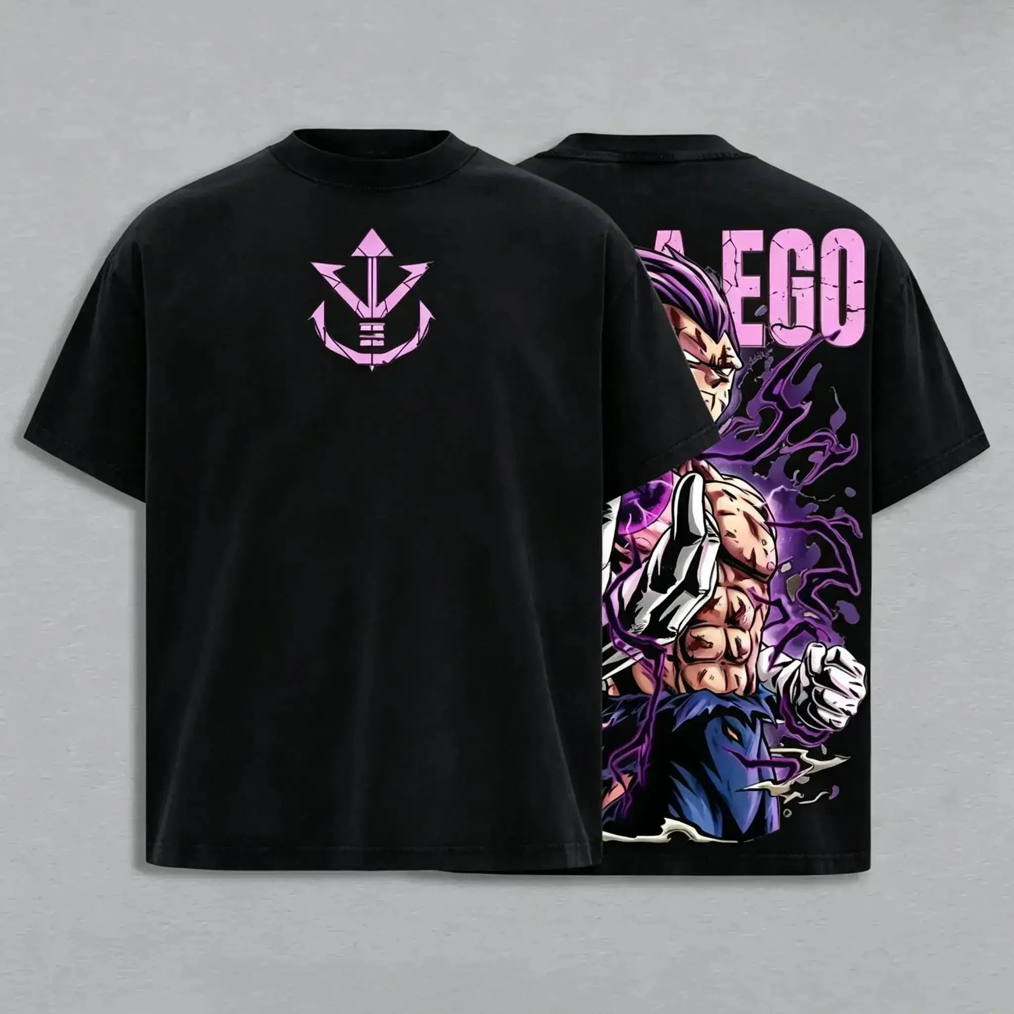Ultra Ego Saiyan Prince Anime Shirt Purple Power Awakening Vintage Washed Oversized shirt, funny graphic tee, men’s trendy t-shirts 90s Graphic American Casual Short Sleeve Tee  Premium Soft Cotton Classic Unisex