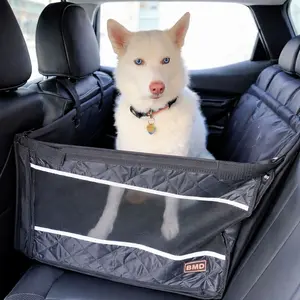 BMD Dog Backseat Cover for Car – Waterproof Back Seat Dog Hammock, Ventilated Dog Car Booster Seat, Scratch-Proof & Foldable Dog Car Seat Cover, Breathable Pet Car Seat Protector with Storage Pocket for Cars, SUVs & Trucks - Black