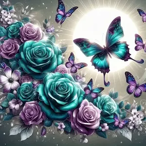 Butterfly & Rose Pattern DIY Diamond Arts Colorful Painting Kit without Frame, DIY 5D Diamond Arts Colorful Painting Kit, Wall Art Decor for Home, DIY Craft Supplies