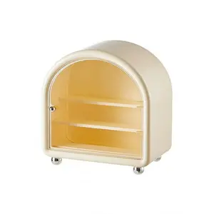 1Pc Cream Style Castle Blind Box Display Stand, Pop Mart Doll & Figure Display Case, High Appearance Dustproof Storage Cabinet, Desktop Doll Display Rack, Transparent Large Capacity Trendy Toy Organizer, Stackable Home Organizer