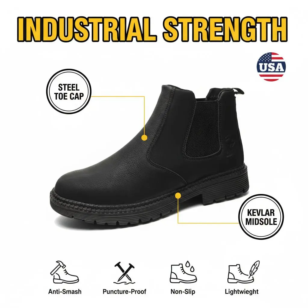 Metalwork Boots Splash-proof Smash-proof Puncture-proof Breathable Safety Shoes Unisex Chef Work Shoe Waterproof Anti-slip Durable Outdoor Comfortable Welding Men Women Industrial Footwear Oil Resistant Construction Sneakers Slip Resistant Workwear